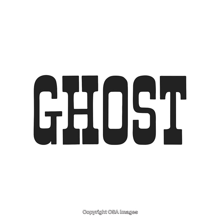 Black Bold Typeface Ghost Text on White Background Symbolizing Mystery