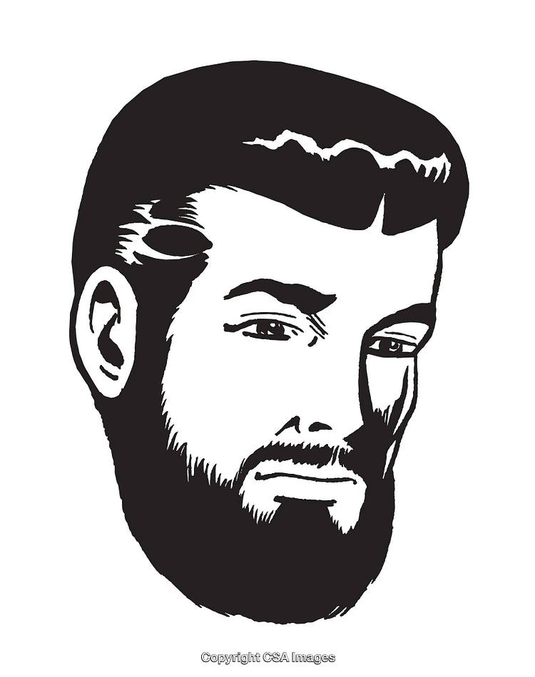 Retro Styled Portrait of a Bearded Man in Black and White Design