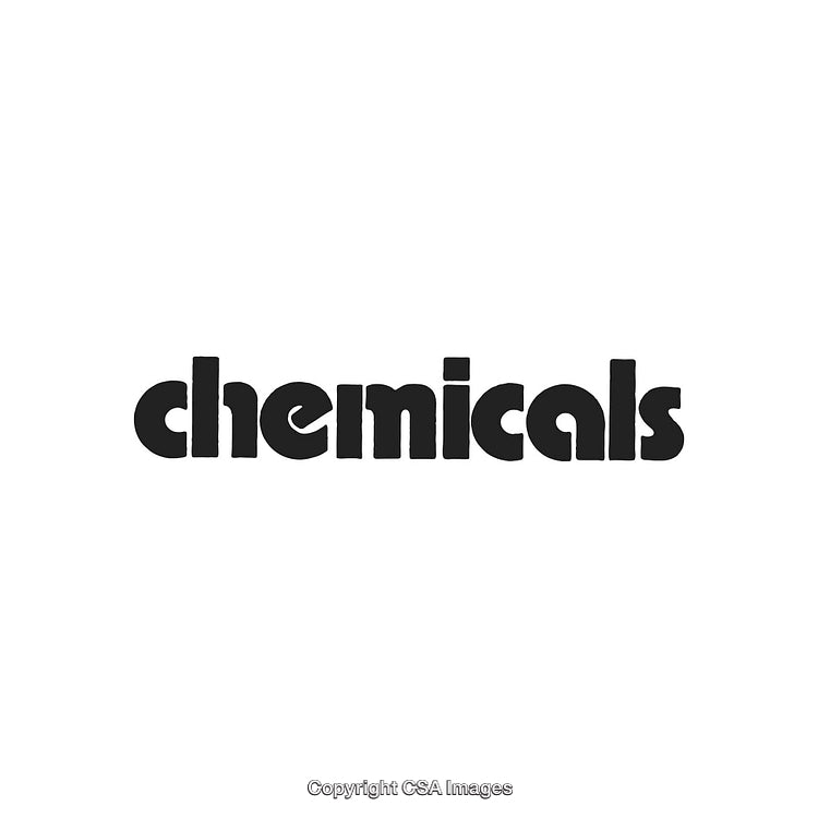 Bold Black Typography Highlighting the Word 'Chemicals' Against a White Background