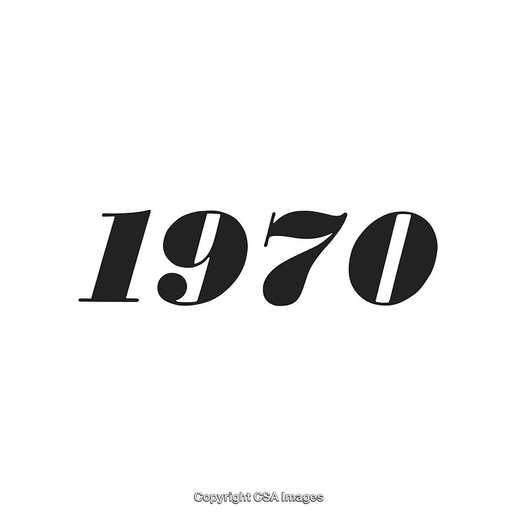Retro-Style Representation of the Year 1970 in Bold Typography on White