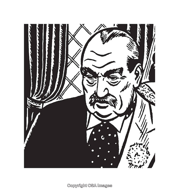 Black and White Line Art of a Distinguished Gentleman Portrait