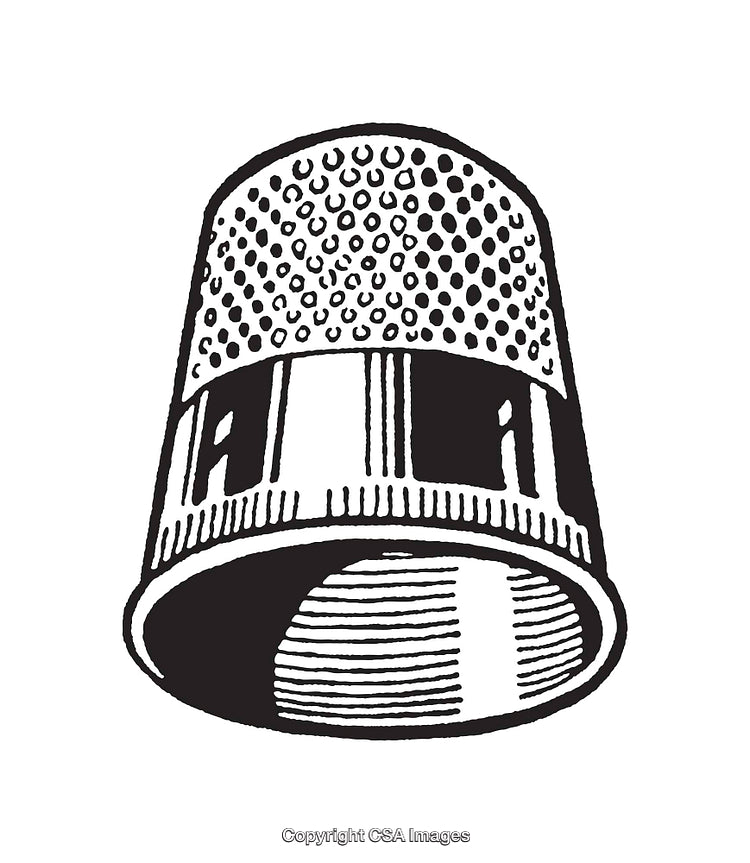 Vintage Black and White Illustration of a Sewing Thimble