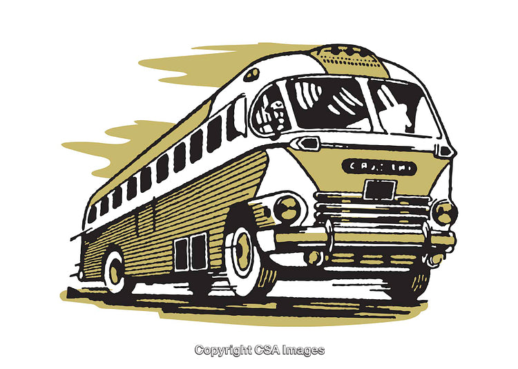 Retro Styled Illustration of a Classic Yellow and White Passenger Bus