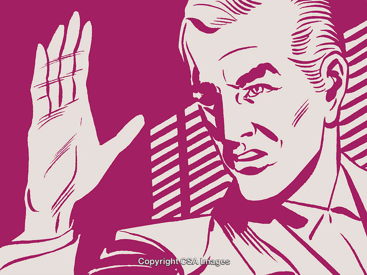 Retro Pop Art Illustration of a Man with Hand Gesture