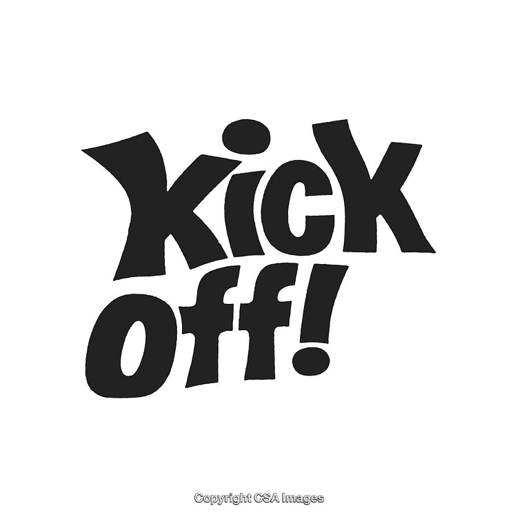 Bold Typography Saying Kick Off With Exclamation Emphasizing Beginning and Energy