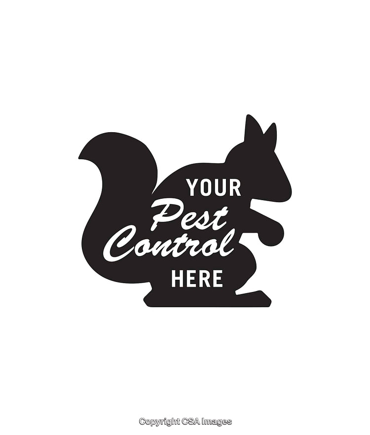 Black-and-White Squirrel-Shaped Pest Control Symbol Design Art