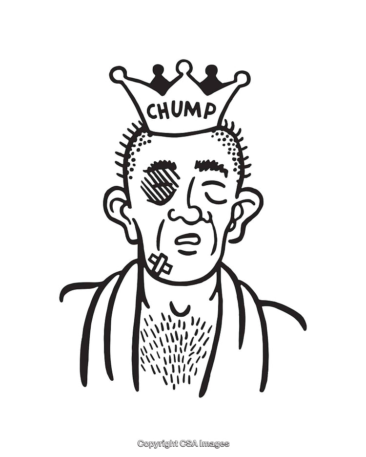 Chump King Cartoon Line Art With Humorous Black And White Illustration