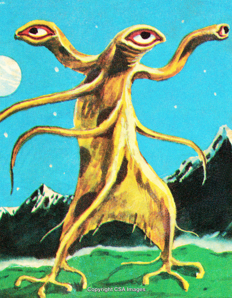 Surreal Alien Creature with Tentacles in a Cosmic Landscape