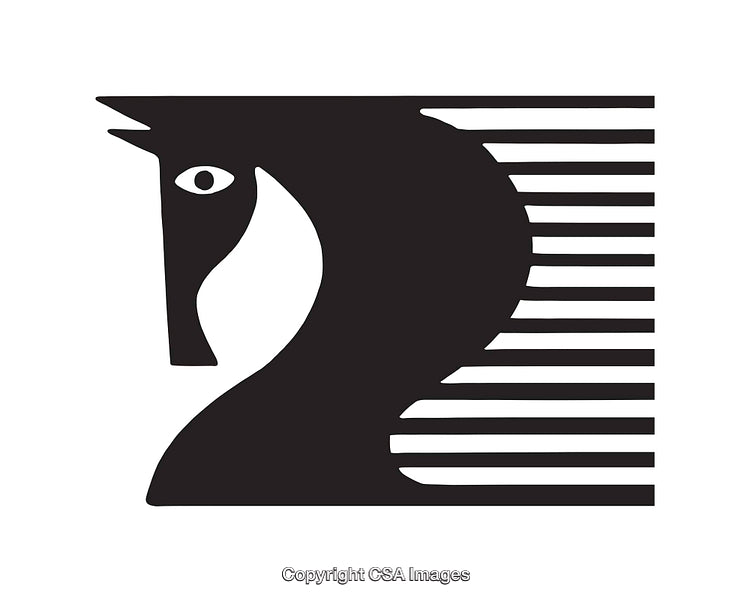 Abstract Black and White Horsehead Geometry Design Illustration