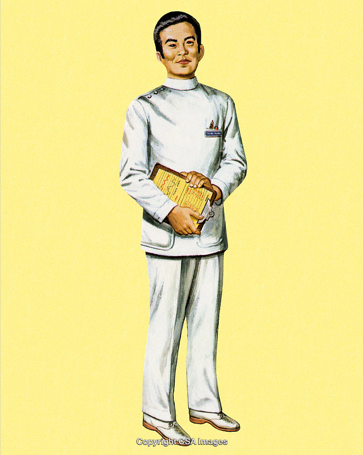 Portrait of a Healthcare Professional Holding a Clipboard on a Yellow Background
