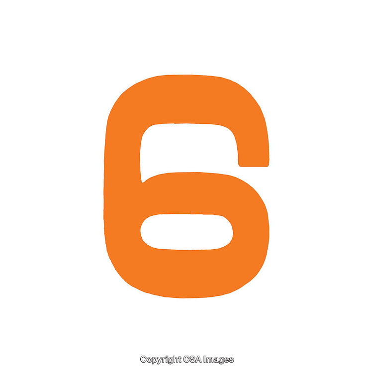 Orange Number Six on a White Background Minimal Design