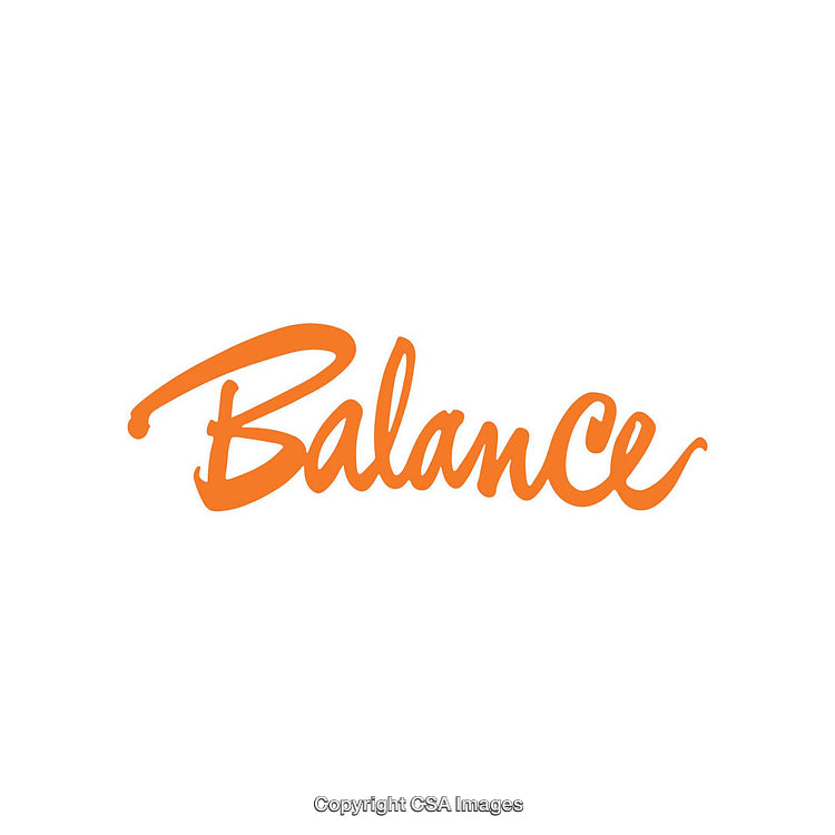 Minimalist Handwritten Balance Design in Bright Orange on White Background