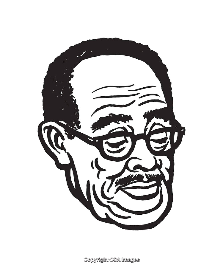 Black And White Line Art Illustration of a Smiling Man