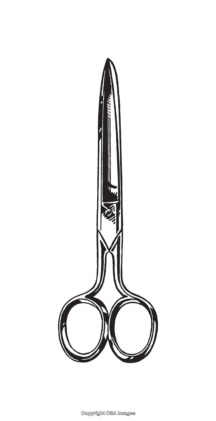 Illustration of Black and White Scissors in Vintage Style