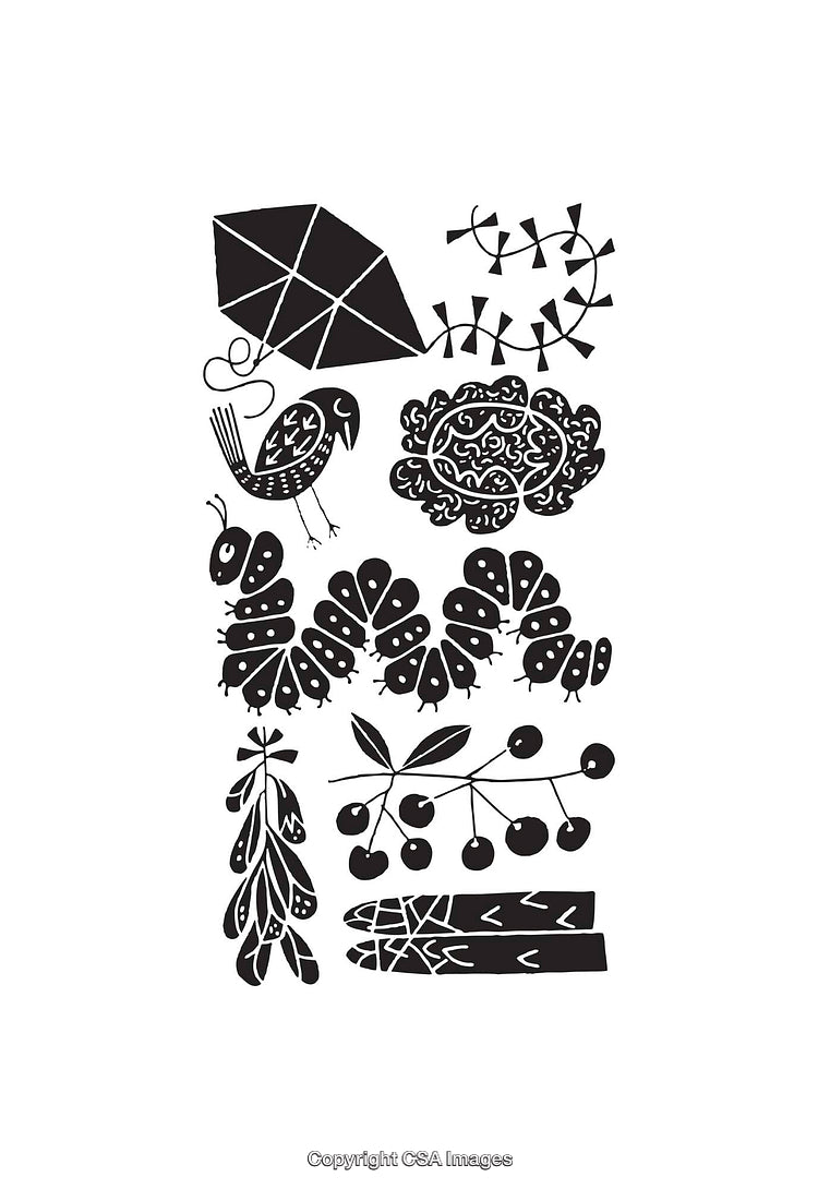 Black and White Line Art Illustrations of Nature Inspired Designs