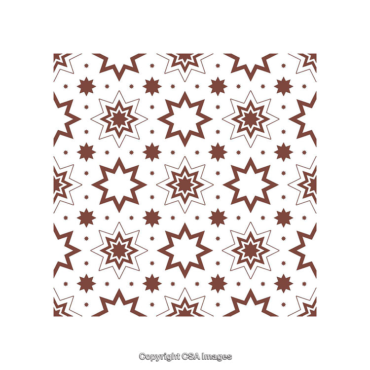 Seamless Brown Geometric Star Pattern on a White Background