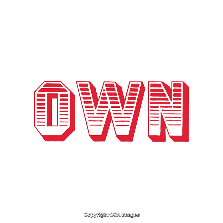 Red Word Art Spelling OWN with Bold Retro Style Design