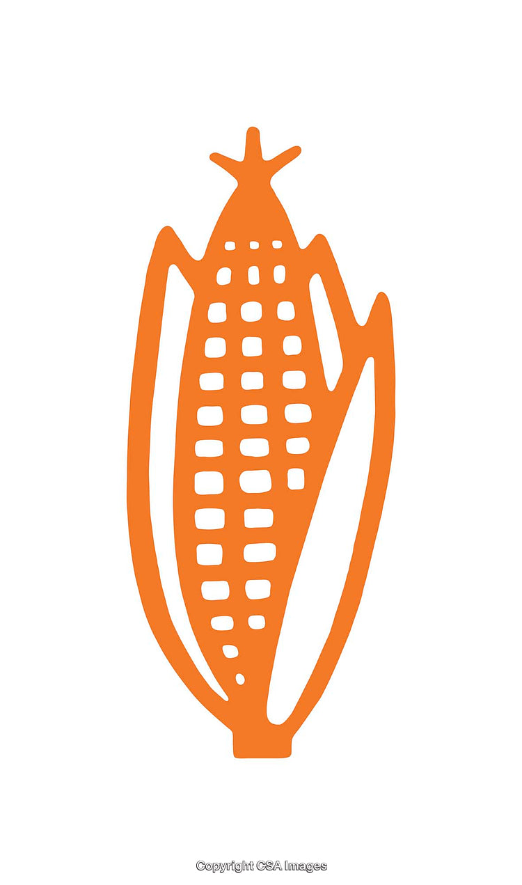 Minimalistic Orange Corn Icon with Bold and Simple Design on White Background