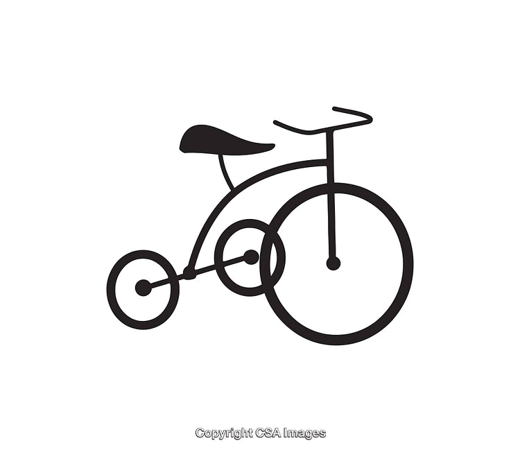 Minimalist Black and White Tricycle Illustration Icon