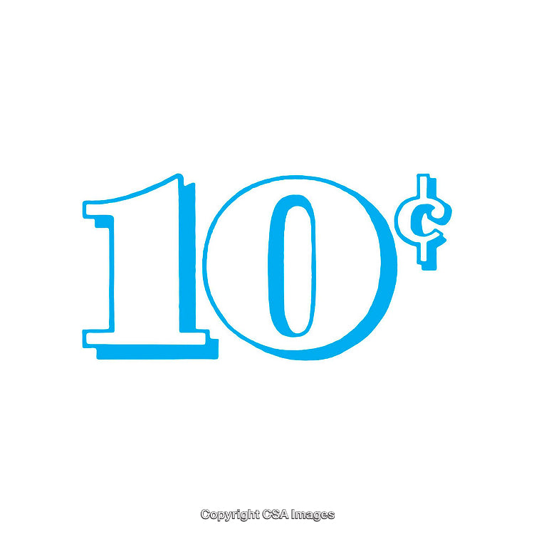 Blue Typography Design Featuring Ten Cent Symbol and Clear Bold Font