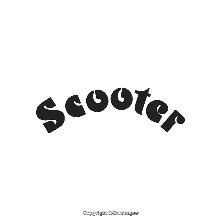 Black Stylized Scooter Text Design on a Minimal White Background