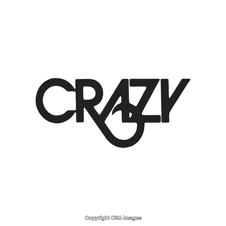Creative Typography Art Forming the Word Crazy in Black on White