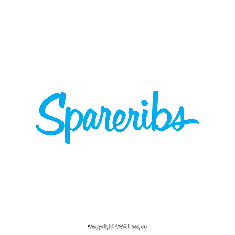 Blue Script Logo Displaying the Word 'Spareribs' in Stylized Lettering