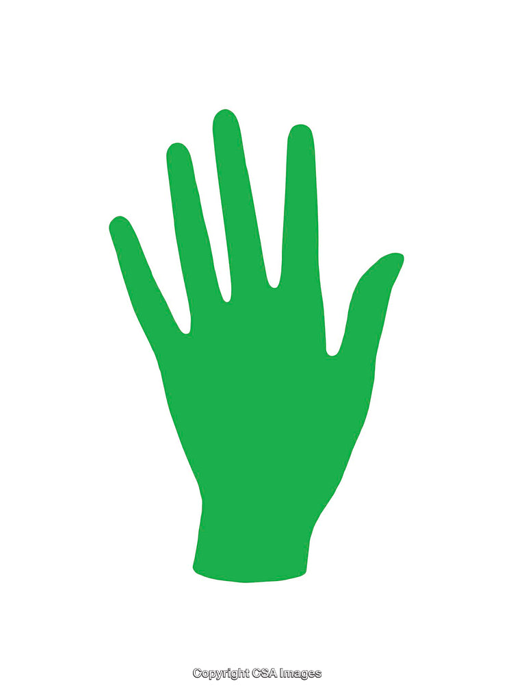 Green Hand Icon Depicting a Palm on a White Background