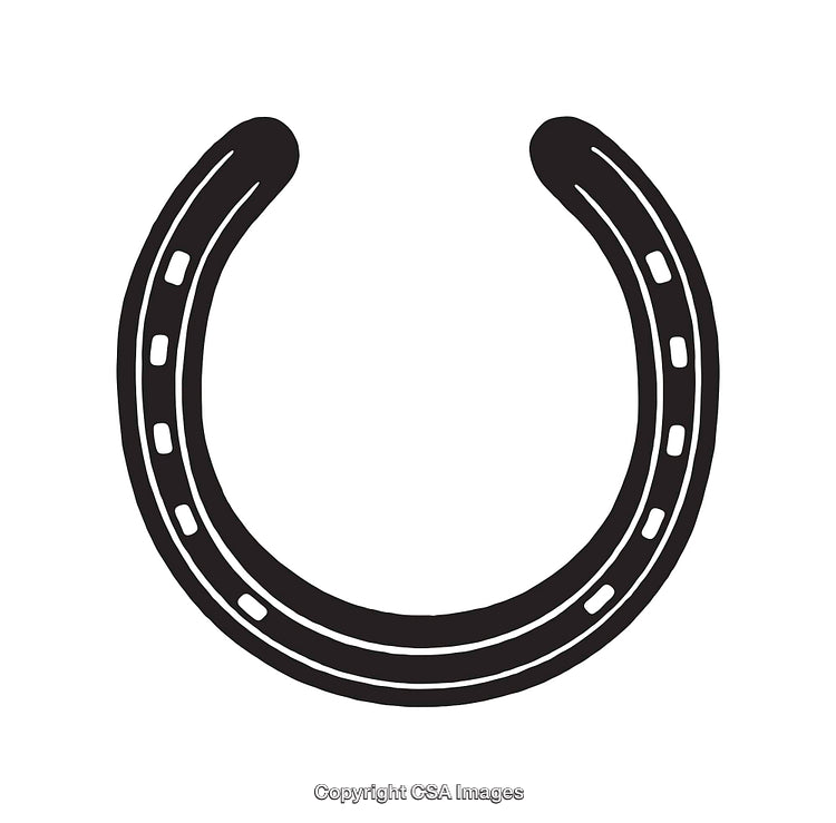 Black and White Illustration of a Horseshoe Silhouette Symbol