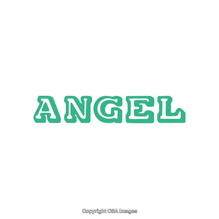 Green Angel Text Design on a White Background in Bold Typeface