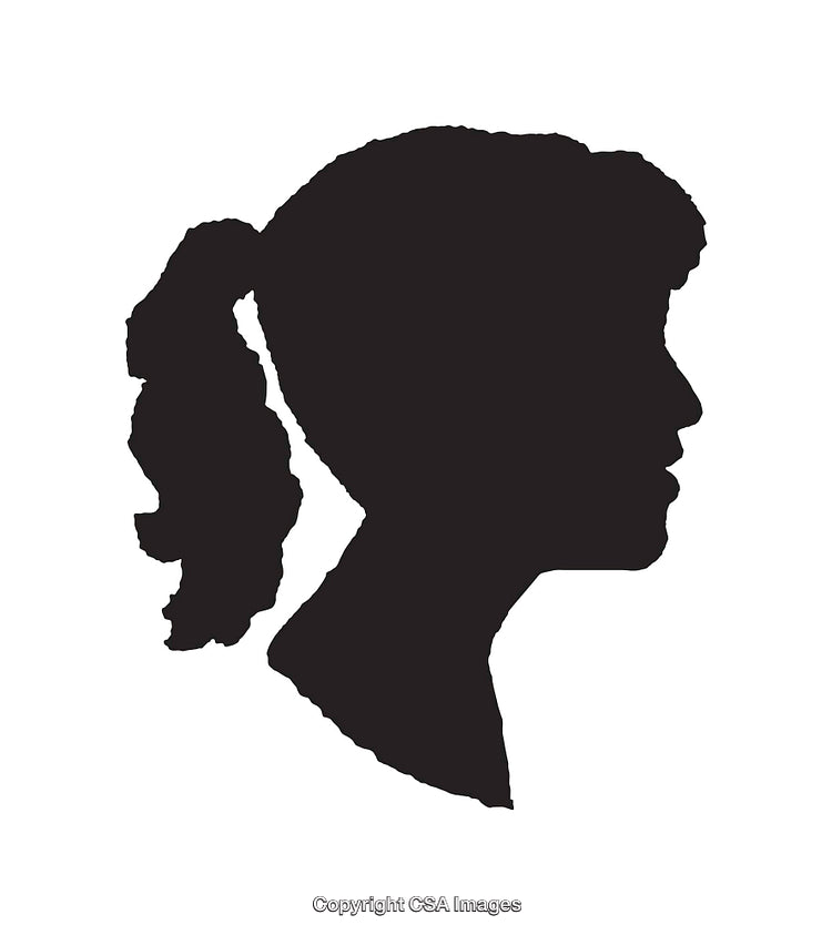 Silhouette Profile of a Woman in Black and White Line Art Style