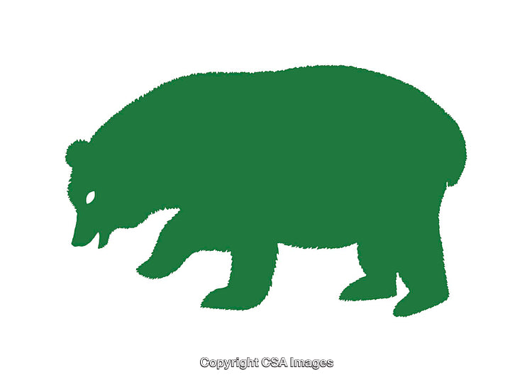 Green Bear Silhouette Symbol Isolated on a White Background