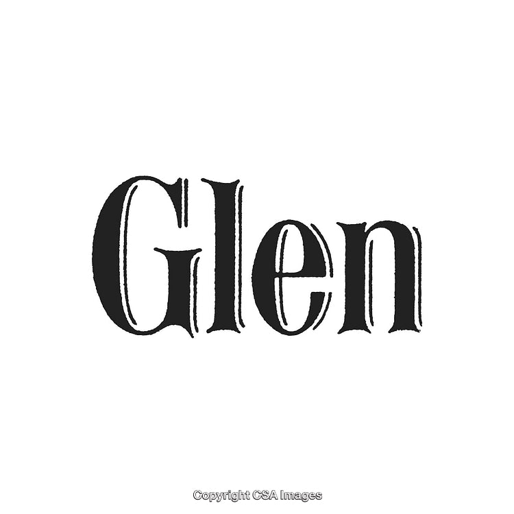 Elegant Glen Typography Design in Bold Stylish Black Typeface on White Background