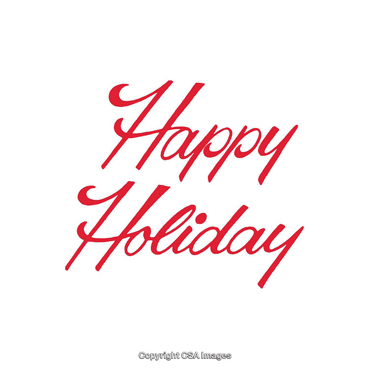 Stylized Red Happy Holiday Greeting Text on a White Background