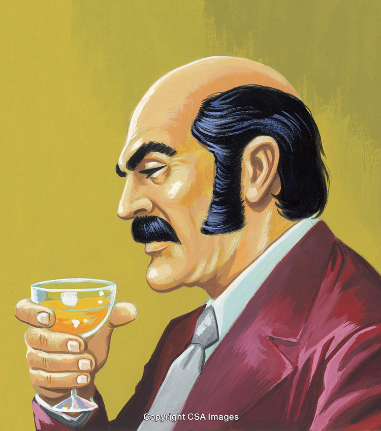Vintage Illustration of Gentleman Enjoying a Drink in a Classy Setting