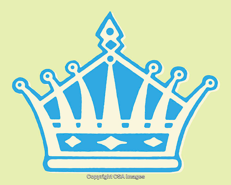 Blue Crown Line Art Illustration on Light Green Background