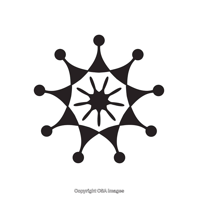 Abstract Black and White Circular Dingbat Design With Geometric Motifs