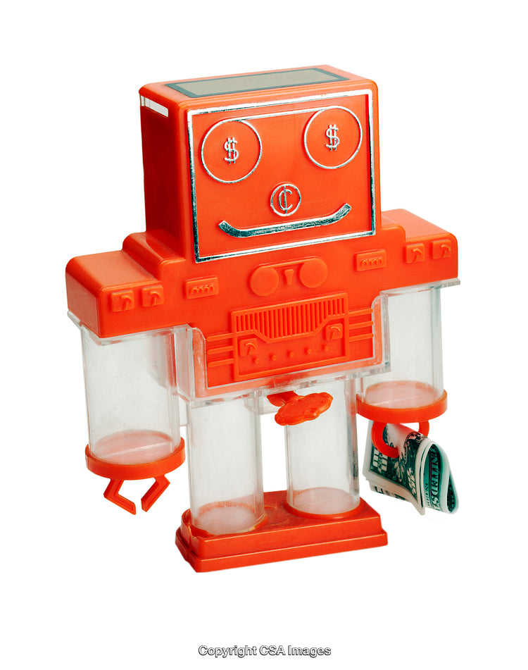Orange Robot Coin Bank Plastic Toy With Fun Design and Money Storage