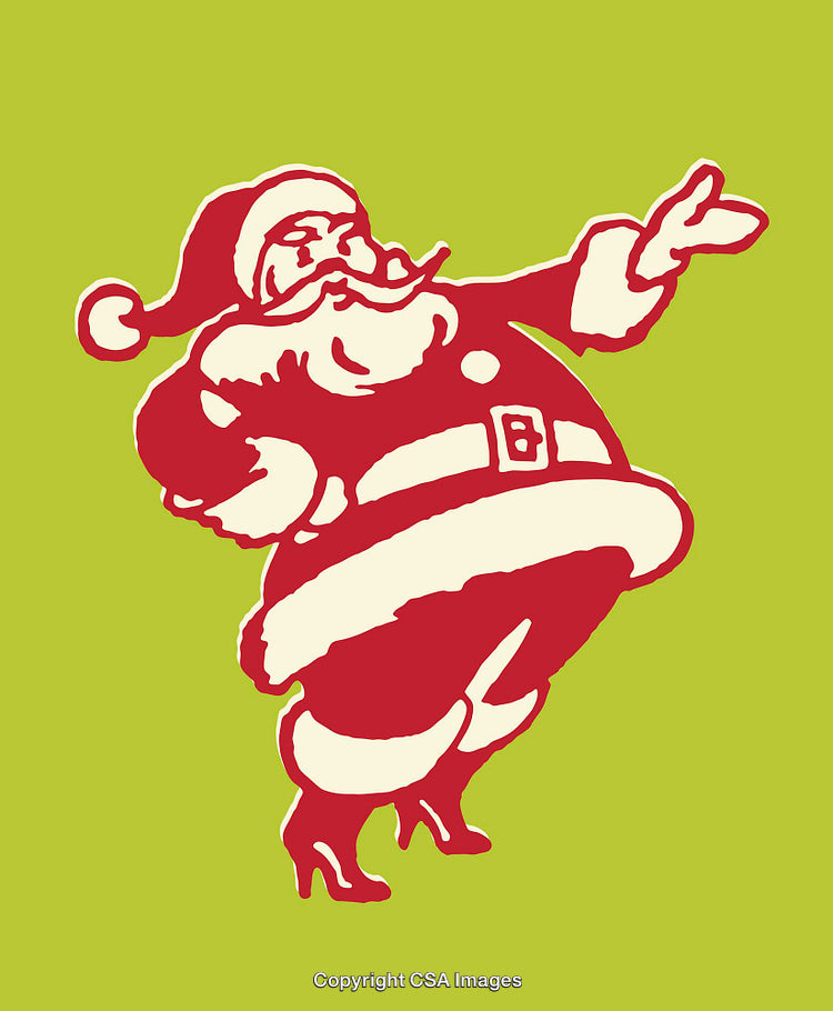 Festive Santa Claus Line Art Illustration on Vibrant Green Background