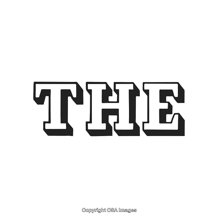 Stylized Black Bold Text 'THE' on a White Background