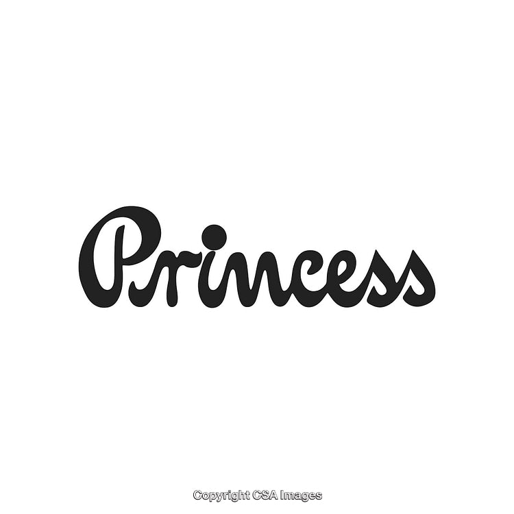 Elegant Black Princess Lettering With Stylish Typography on White Background