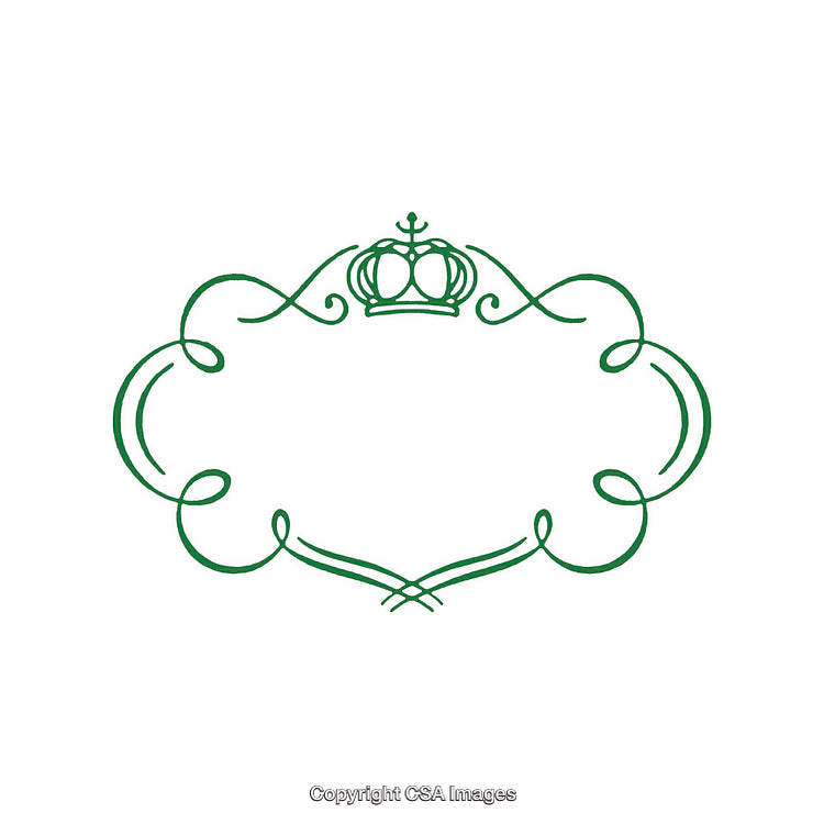 Elegant Green Frame With Crown and Decorative Swirls for Design
