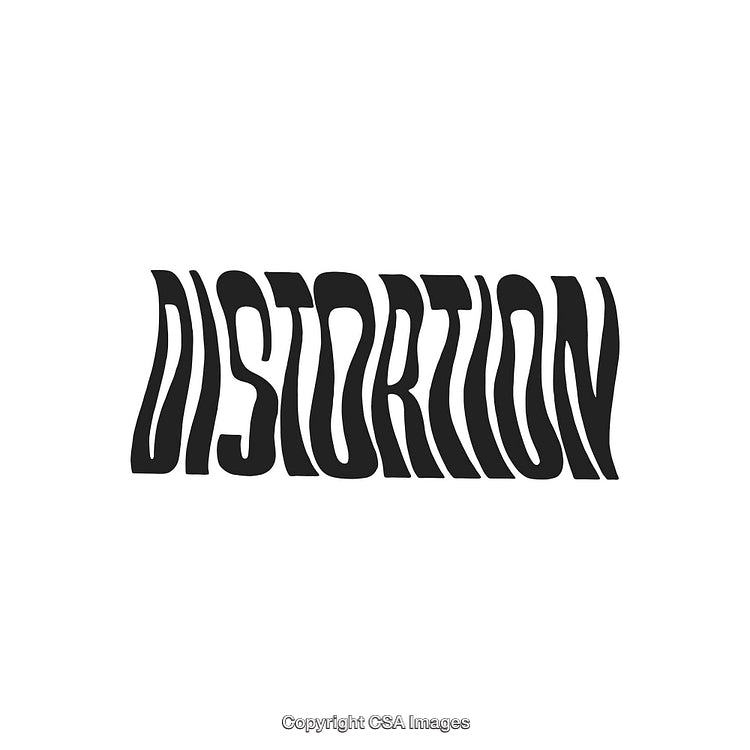 Distorted Text Illustration in Black Font with Abstract Style on White Background
