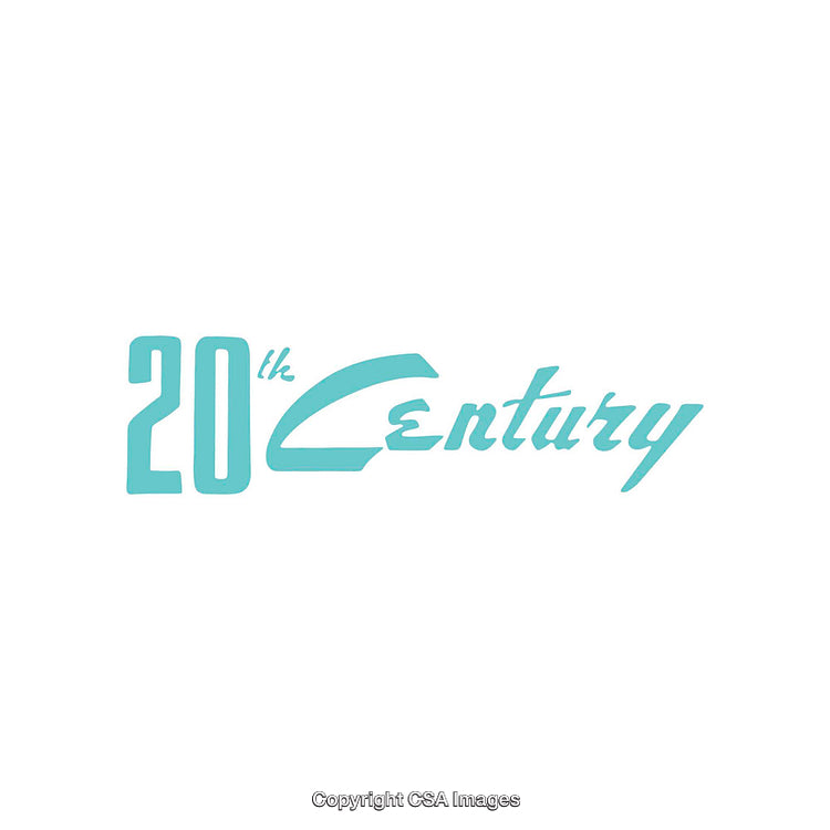 Blue Retro Text of 20th Century in Artistic Typography Style