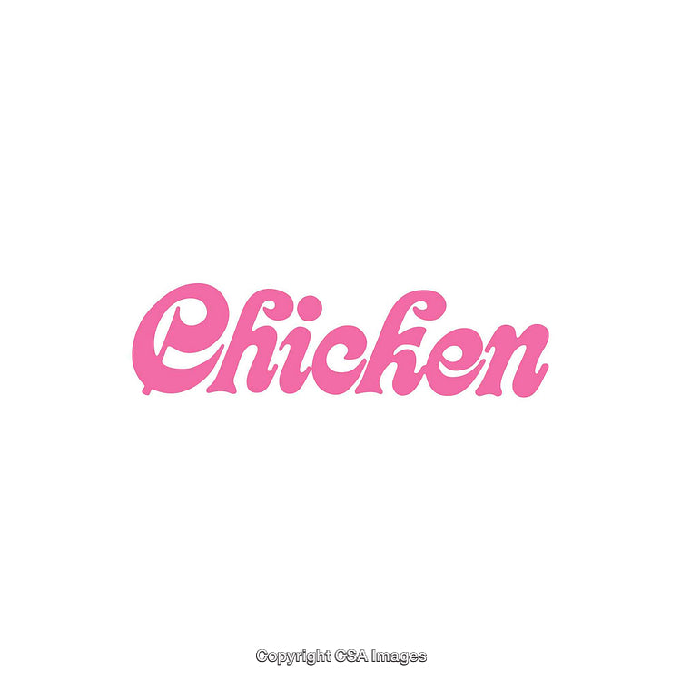 Stylish Pink Text Display with Chicken Wording on White Background