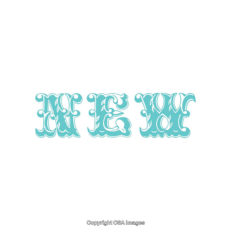Creative Blue Ornamental Text Art Design in a Typography Style