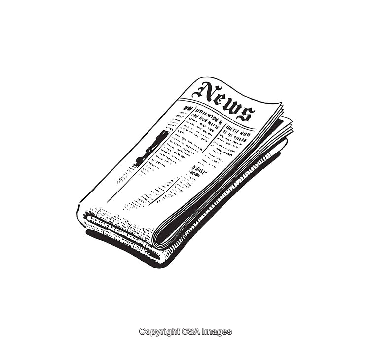 Black and White Line Art Illustration of a Folded Newspaper