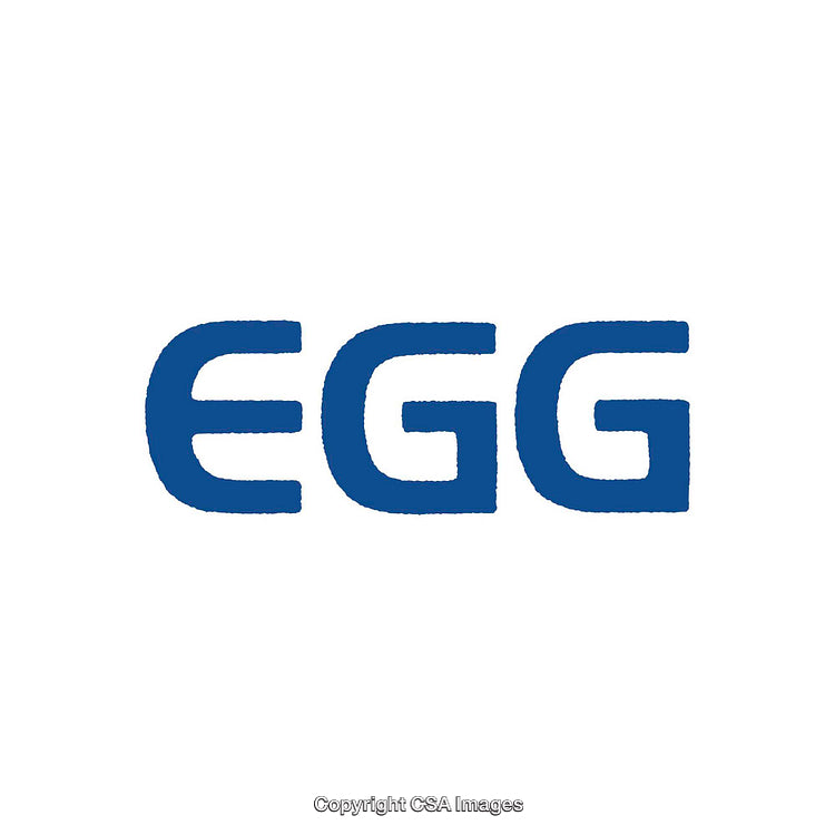 Simple Blue Text Stylized as 'EGG' on White Background