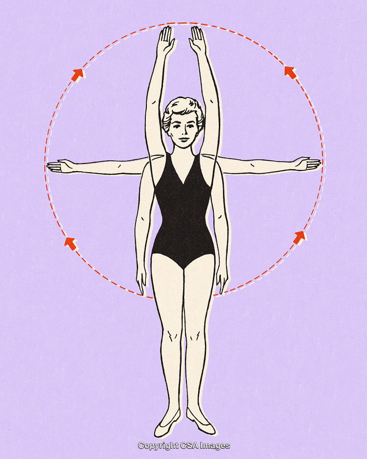 Illustration of Arm Movement Exercise Instructions with Simplified Diagram