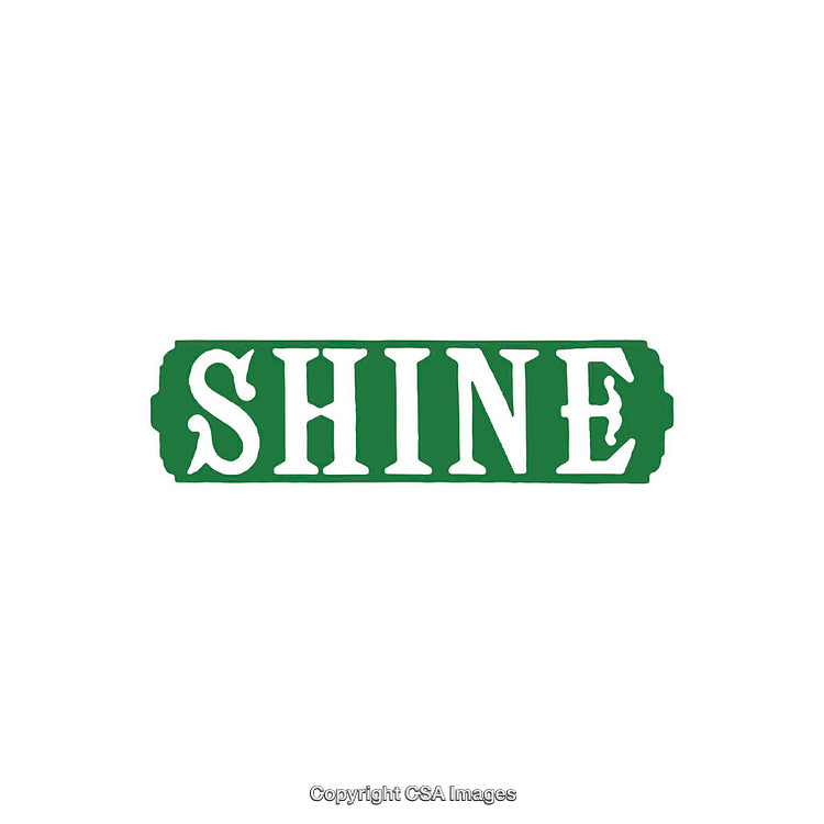 Green Decorative Typography Word Shine Against White Background